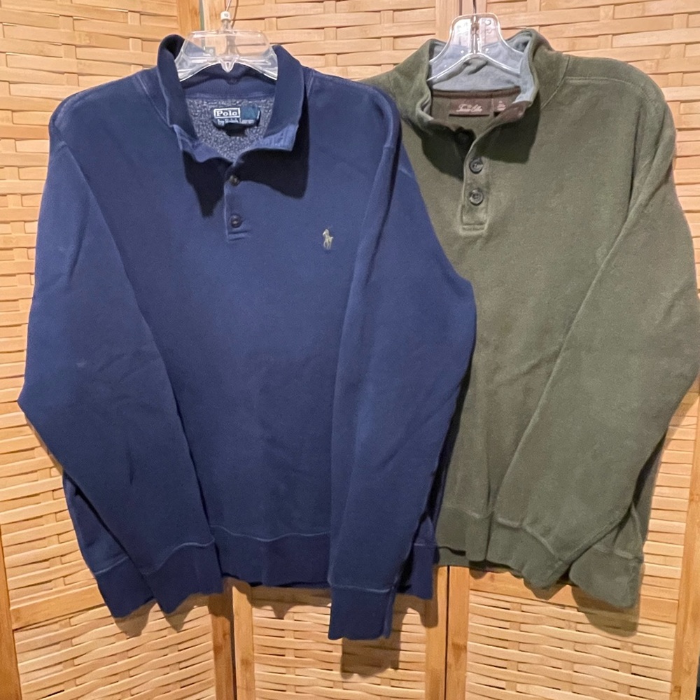 Lot if 2 Men’s 1/4 Button Pullovers. Polo by Ralph Lauren and Tasso Ella